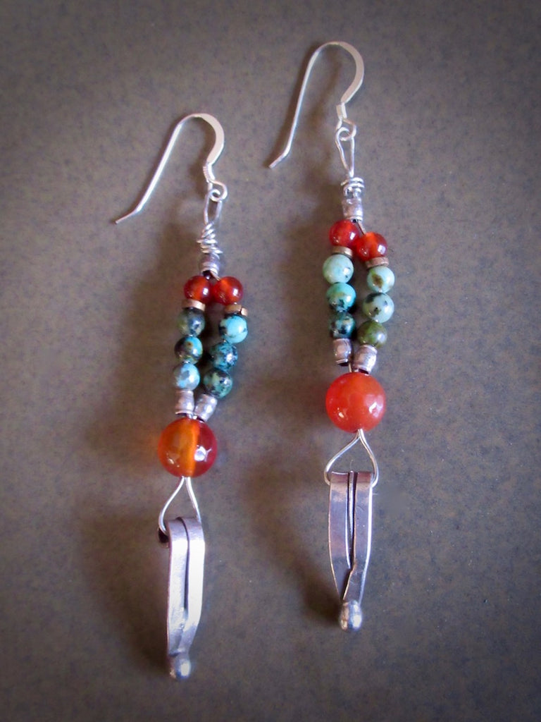 Distinctive Carnelian,Turquoise and Tribal Silver Earrings – Deborah ...